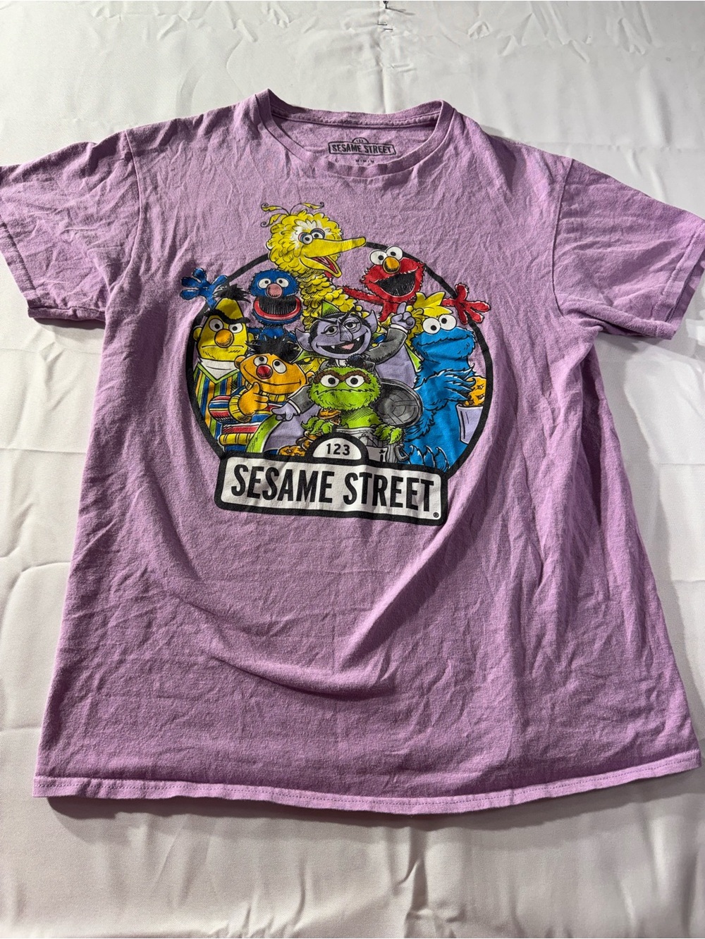 Sesame Street medium  Tee - Lavender with Multi-Color Character Print